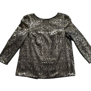& Other Stories Black Silver Sequin Open Back Top US Size 8 Metallic Party Disco